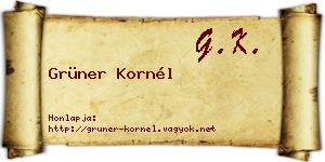Grüner Kornél névjegykártya